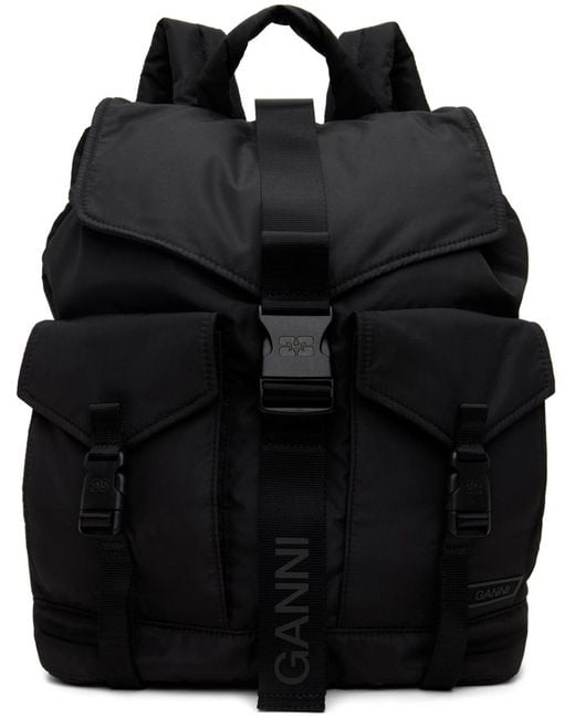 Ganni Black Tech Backpack for men