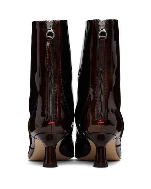 Aeyde Brown Sila Patent Leather Boots