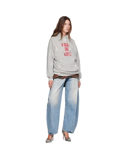 R13 Gray 'High On Life' Oversized Hoodie