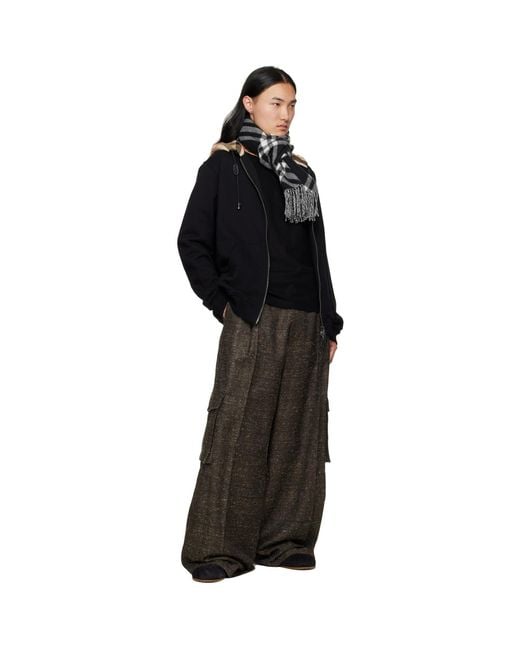 Burberry Black Check Cashmere Scarf for men