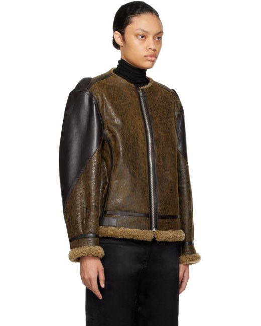 Givenchy Black Brown Cracked Leather Jacket