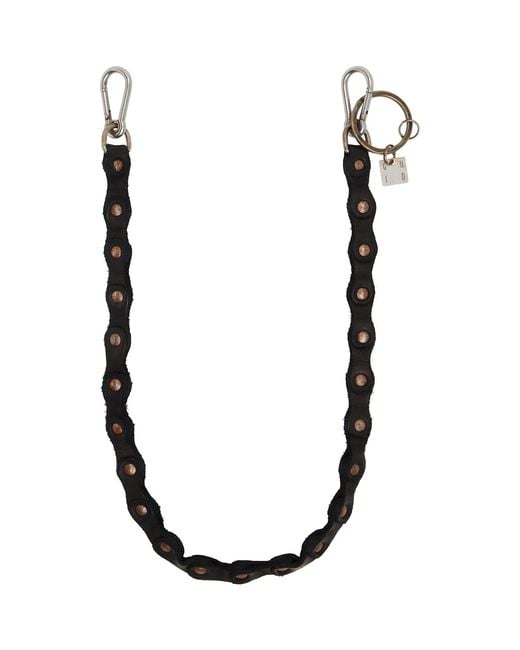 Guidi Black Leather Keychain for men