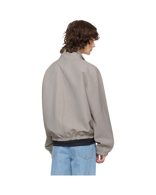 Courreges Gray Houndstooth Zipped Bomber Jacket for men