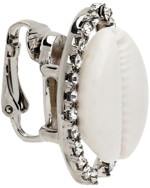 DSquared² Metallic Silver Shell Single Earring for men