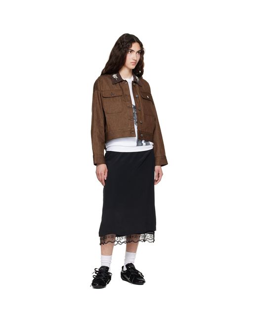 Simone Rocha Brown Cropped Utility Denim Workwear Jacket