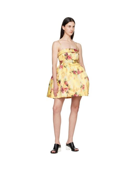Ganni Natural Printed Satin Minidress
