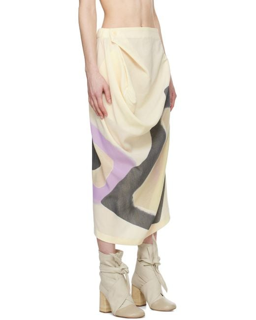 Issey Miyake Natural Off- Graphic Midi Skirt