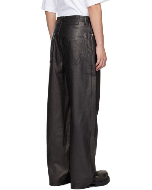 メンズ Vetements ブラック グレインレザー パンツ Black