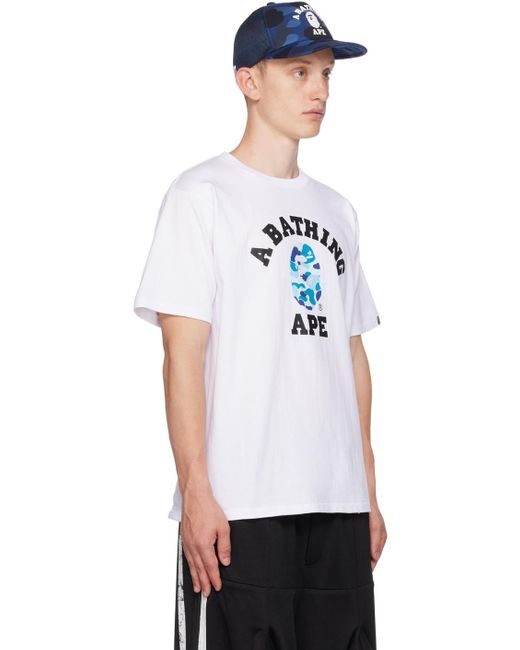 A Bathing Ape White Abc Camo College T-shirt for men