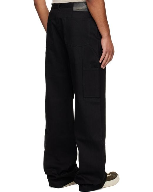 Rick Owens Black Concordians Strobe Double Knee Jeans for men