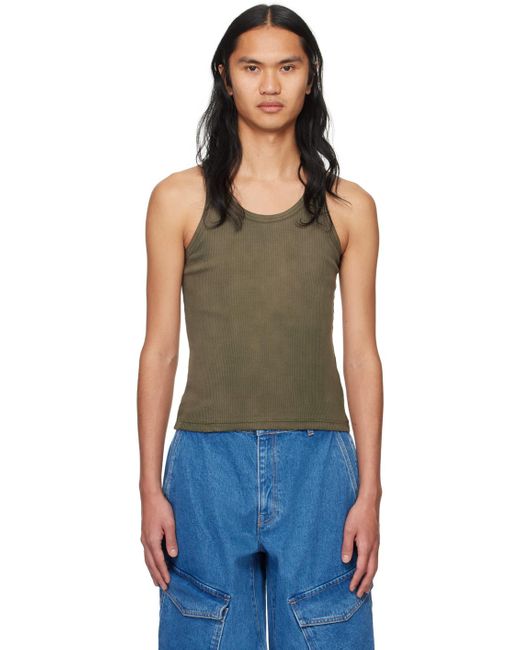 Dion Lee Blue Khaki Sprayed Rivet Tank Top for men