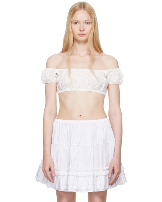 YUHAN WANG Black Floral Embroidered Crop T-Shirt