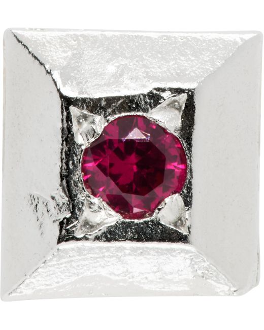 メンズ The Ouze Ssense限定 Mini Cut Square Ruby シングル スタッドピアス Red