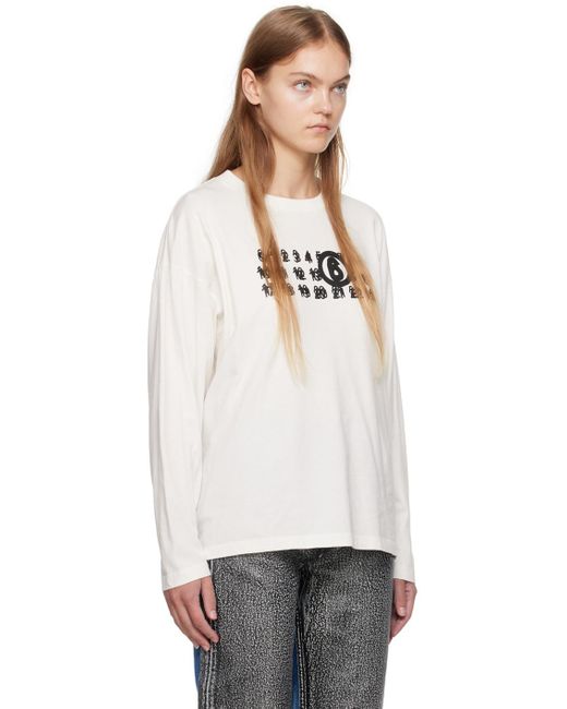 MM6 by Maison Martin Margiela Off-white Printed Long Sleeve T-shirt