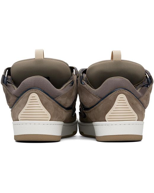 Lanvin Black Ssense Exclusive Taupe Leather Curb Sneakers for men