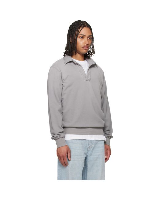 Les Tien Gray French Terry Banded Polo for men