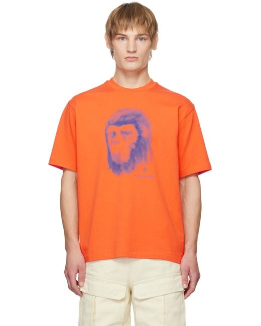 A Bathing Ape Orange Pixel Comic Ape Head T-Shirt for men