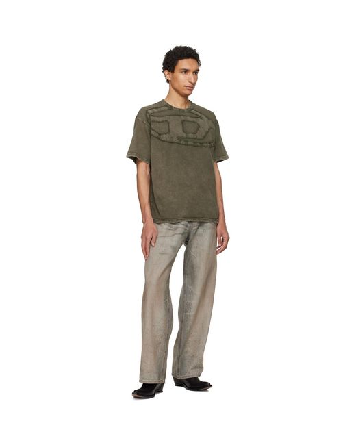 DIESEL Green Relaxed Cotton Oval D Applique T-Shirt for men