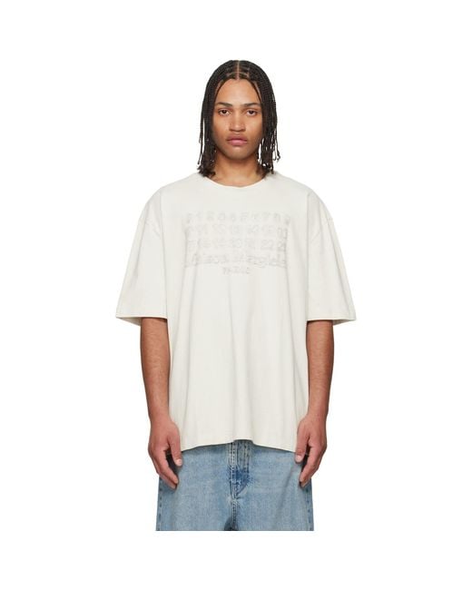 Maison Margiela White Off- Embroidered Logo T-Shirt for men
