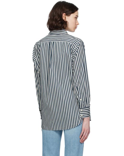 Chemise 'the borrowed pocket' bleu marine et blanc FRAME en coloris Black