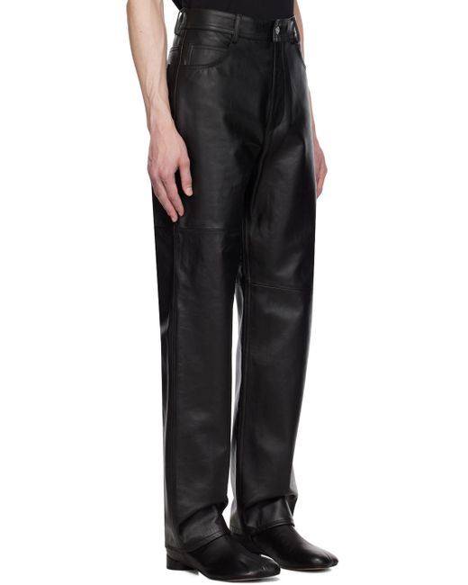 MM6 by Maison Martin Margiela Black Paneled Leather Pants for men