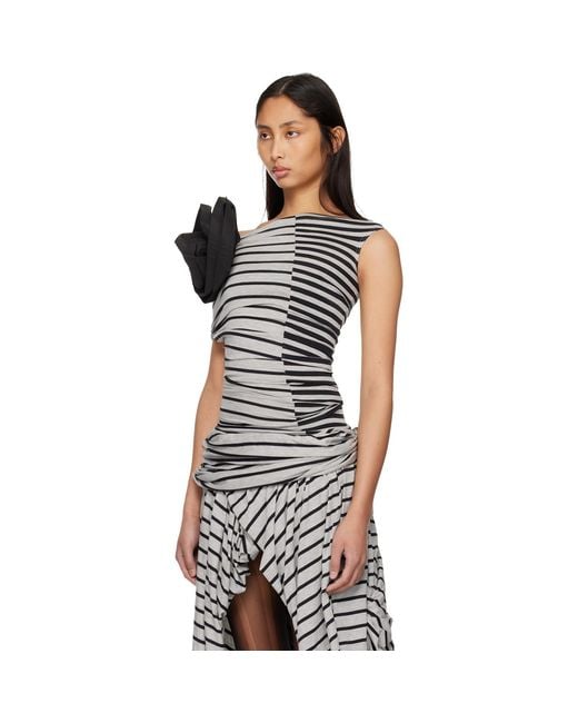 VAQUERA Black Striped Corsage Top