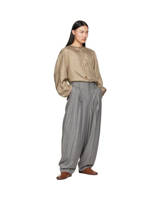 Hed Mayner Gray Striped Trousers for men