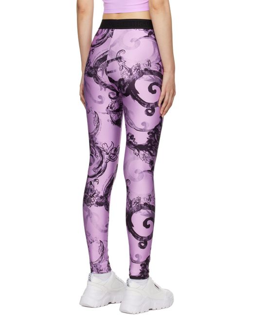 Versace Multicolor Purple Printed leggings