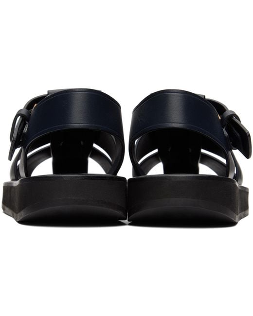 The Row Black Fisherman Woven Textured-Leather Sandals