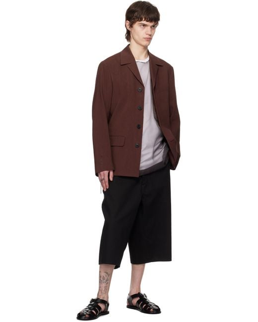 メンズ Dries Van Noten バーガンディ ノッチドラペル テーラードジャケット Brown