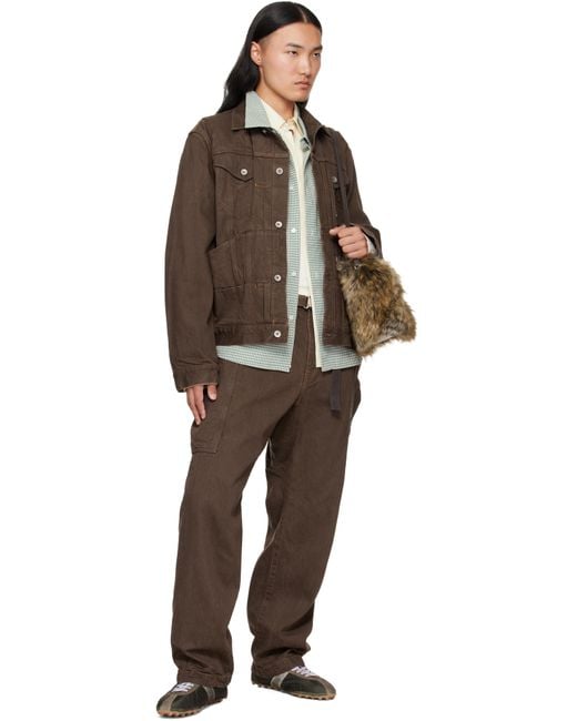 Sacai Brown Cotton Denim Jacket for men