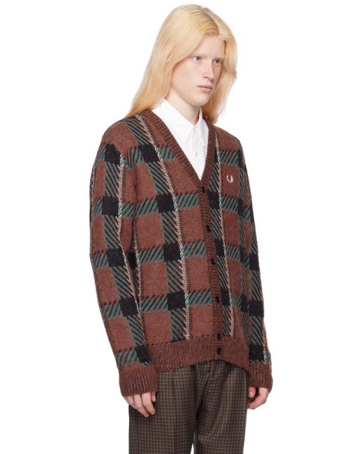 F perry cardigan glitch brun Fred Perry pour homme en coloris Multicolor