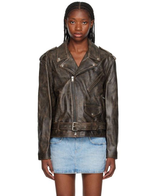 Isabel Marant Black Faded Leather Jacket Lyst