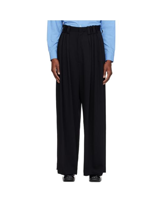 SOSHIOTSUKI Black Eight Tuck High Waist Trousers for men