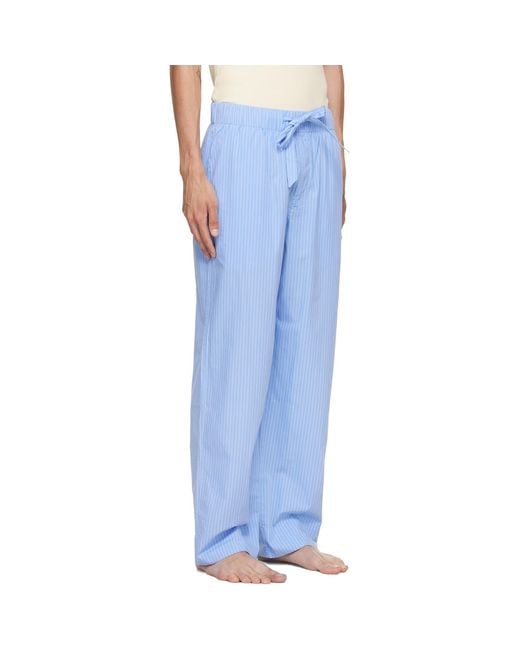 Tekla Blue Poplin Pyjama Pants for men