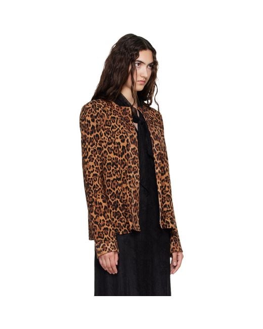 Anna Sui Brown Tan Leopard Cardigan