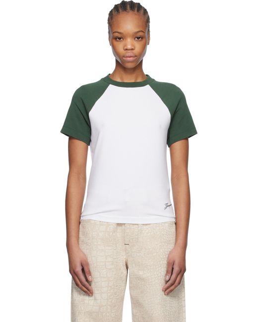 Jacquemus ホワイト＆グリーン La Croisière 'The Baseball Mini' Tシャツ Multicolor