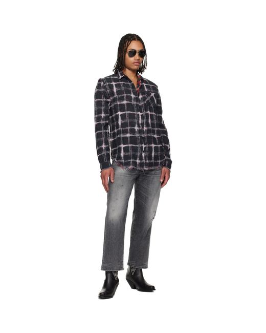R13 Black Shredded Seam Reversible Shirt for men