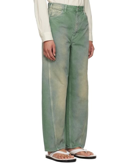 Auralee グリーン オーガニックコットン ダック トラウザーズ Green