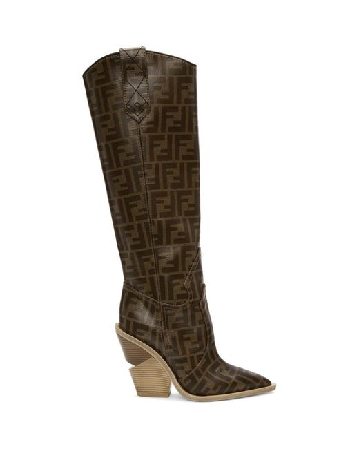 Fendi Brown Forever Cowboy Tall Boots