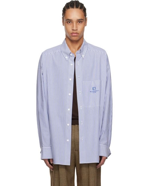 Wooyoungmi Blue Cotton Striped Shirt for men