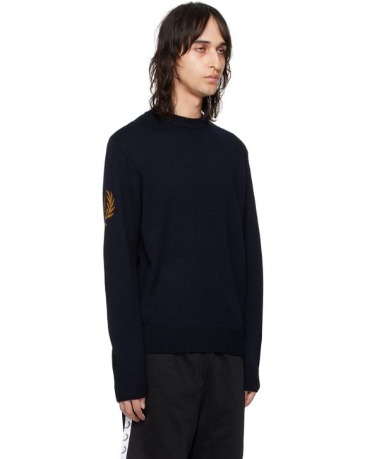 Fred Perry Blue Navy Laurel Wreath Sweater for men