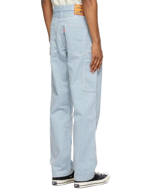 Levi s Blue Striped Stay Loose Carpenter Trousers for Men Lyst