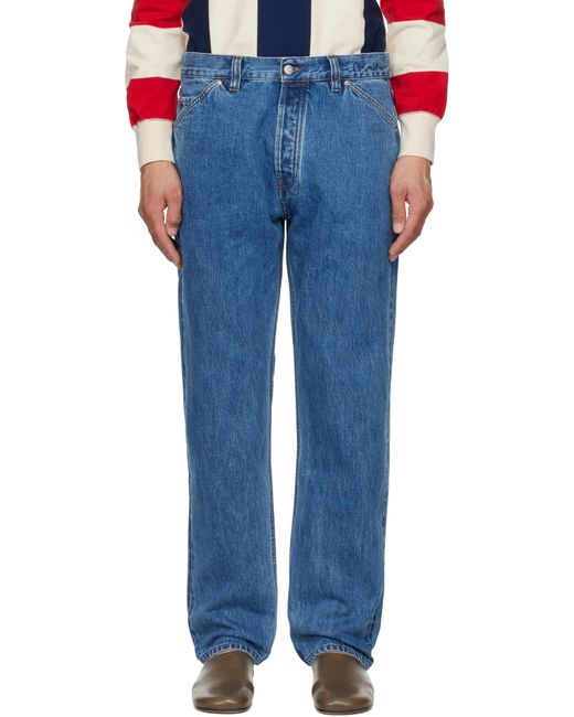 Drake's Blue Indigo Stone Wash 14.2oz Japanese Selvedge Jeans for men