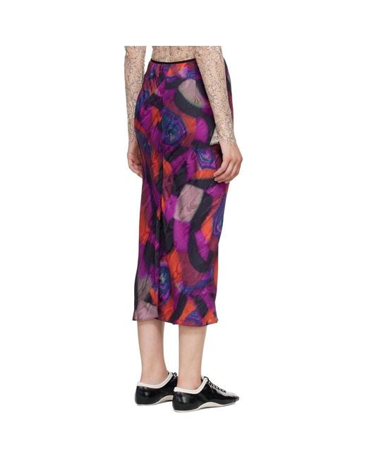 Dries Van Noten Purple Printed Midi Skirt