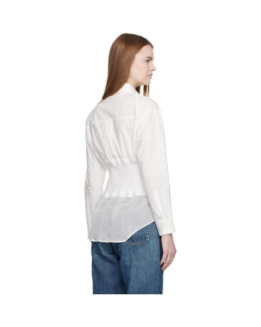 Undercover White Knit Paneled Shirt