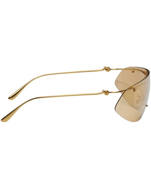 Bottega Veneta Black Gold Knot Shield Sunglasses for men