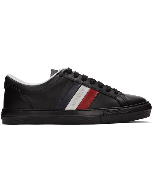 Moncler Leather New Monaco Low Sneakers in Black for Men - Lyst