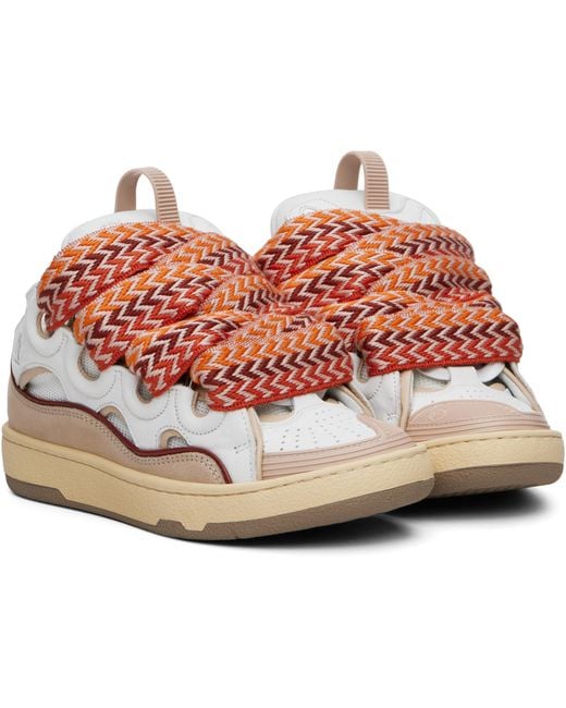 Lanvin Red Curb Leather Sneakers