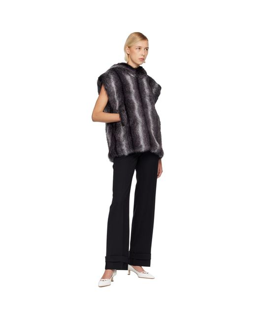 Anna Sui Black Ssense Exclusive Sleeveless Faux-Mink Hoodie